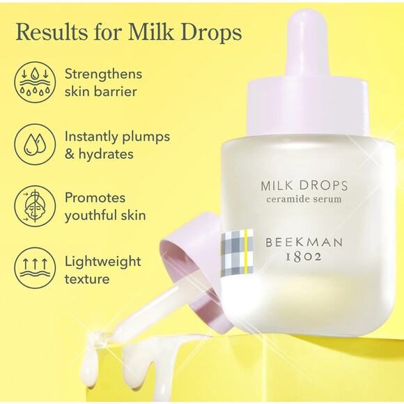 BEEKMAN 1802 NIB Milk Drops Hyaluronic Acid Goat Milk Face Skin Ceramide Serum - Picture 4 of 12